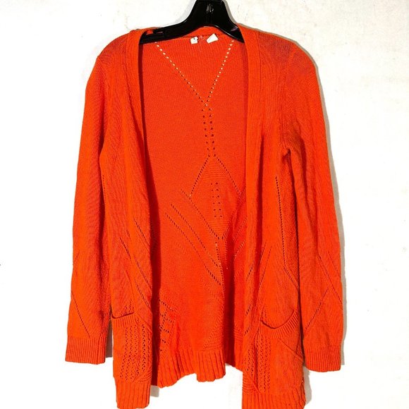 Anthropologie MOTH cardigan, Small, Knit Orange Sweater Poppy - Picture 3 of 7